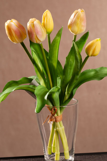 F391-Y Tulipány v kytici 30 cm žluté